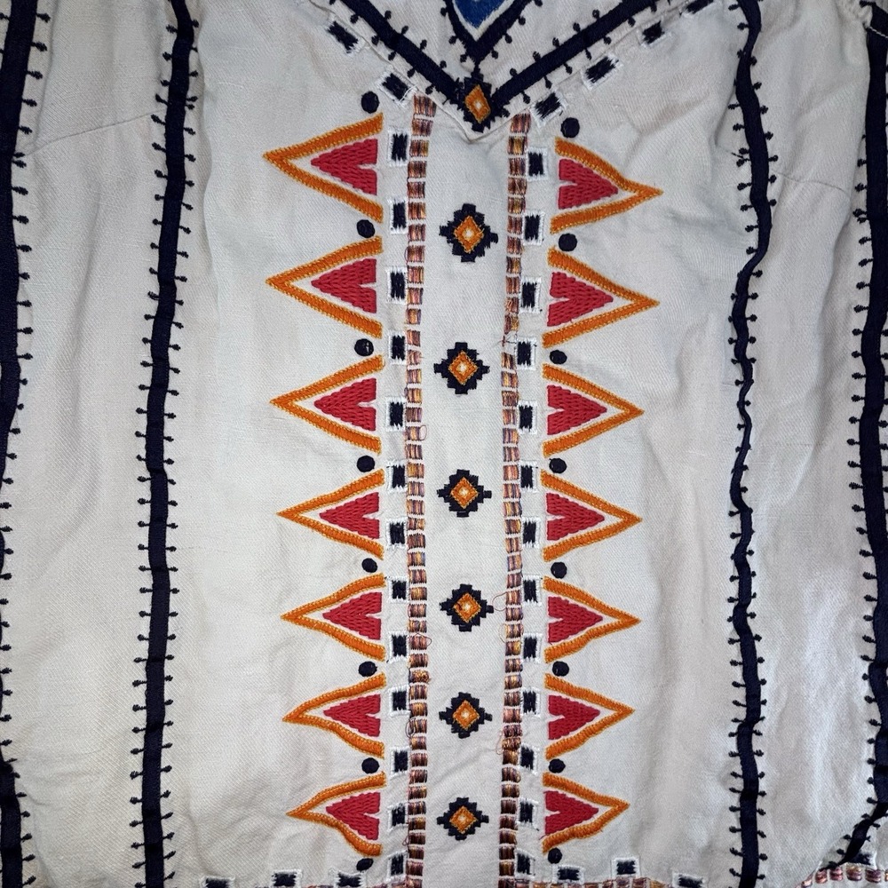 Anemia+Kin Anthropologie Reagan Embroidered Shift Dress linen Blend Size 2 Boho - Picture 7 of 16